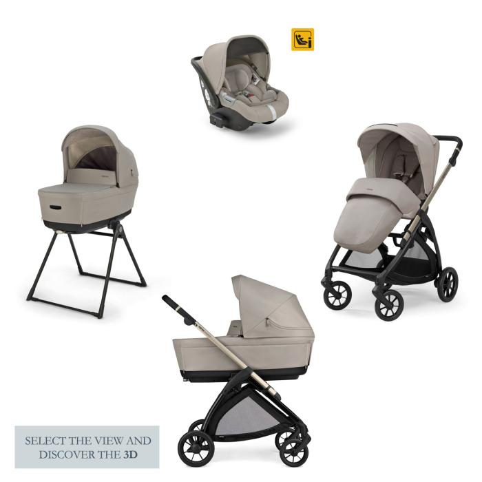 Inglesina Electa Quattro με Darwin Infant Recline Battery Beige Chassis Iridio Black