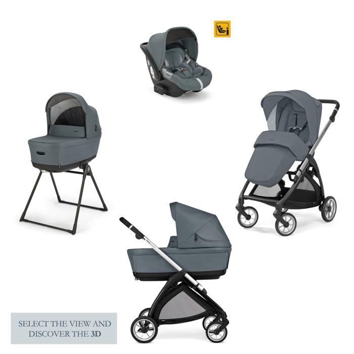 Inglesina Electa Quattro με Darwin Infant Recline Union Grey Chassis Silver Black