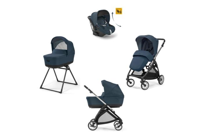 Inglesina Electa Quattro με Darwin Infant Recline Hudson Blue Chassis Silver Black