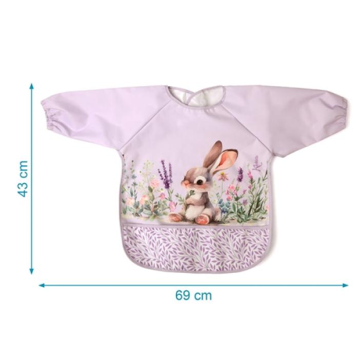 Αδιάβροχη Σαλιάρα-Ποδιά με Μανίκια Lavender Bunny