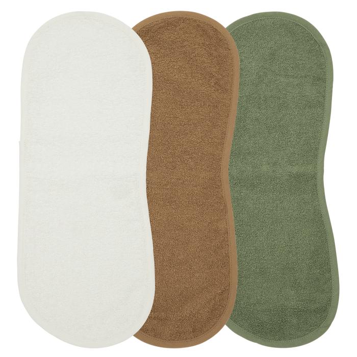 Meyco – Σετ 3 Βαμβακερές Λαβέτες (53×20) - Offwhite/Toffee/Forest green