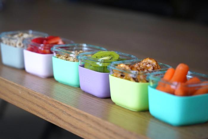 Melii – Glass Containers σε θήκες σιλικόνης (160ml set of 3) – mint,blue,lime
