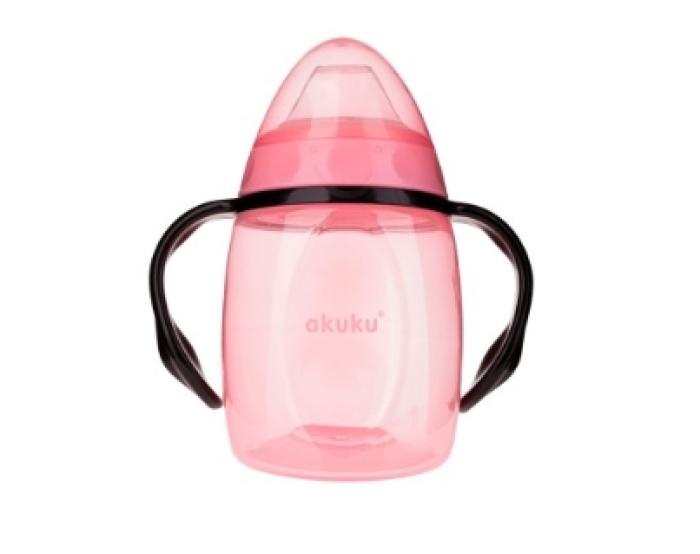 Εκπαιδευτικό Ποτηράκι 280 ml με Χερούλια, (Τυρκουάζ/Ροζ) - ΡΟΖ