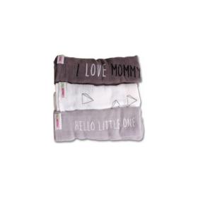 Minene Μουσελίνες Σετ των 3 (I love mommy) - ΓΚΡΙ/ΑΣΠΡΟ