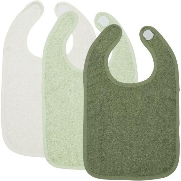 Meyco – Σετ 3 Βαμβακερές Σαλιάρες Offwhite/Soft green/Forest green
