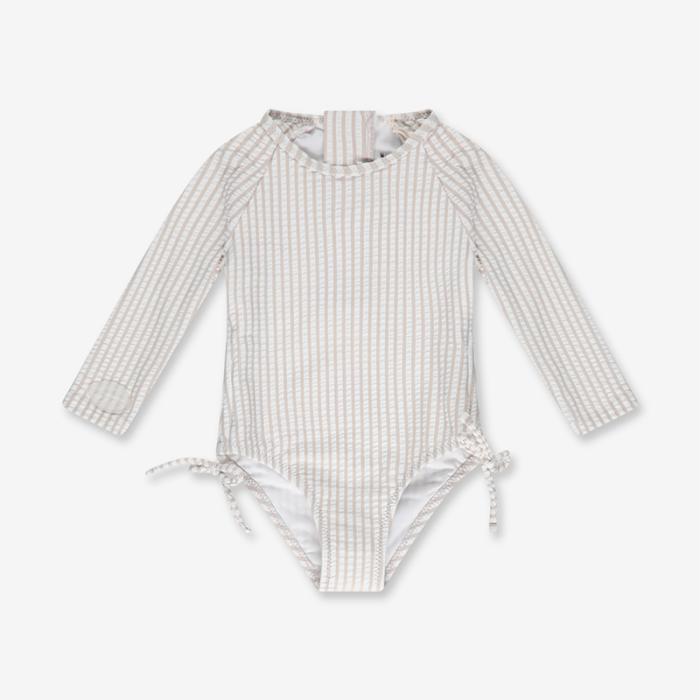 Minene – Ολόσωμο Μαγιώ με Μανίκια UV Pink&White (6-24 μηνών) - 12-18m