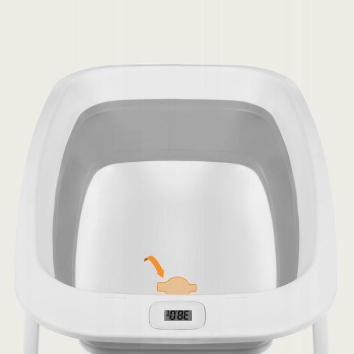 Lionelo BabyBubble πτυσσόμενο μπανάκι μωρού με γλύστρα + θερμόμετρο Gray Dove