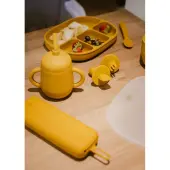 Interbaby Εκπαιδευτικό Σετ Κουτάλι- Πιρούνι Σιλικόνης &#8211; Αντιπνικτικά Earth Ocher