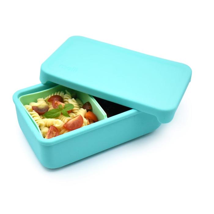 Melii – Bento Σιλικόνης 2 Θέσεων 700ml Blue/Mint