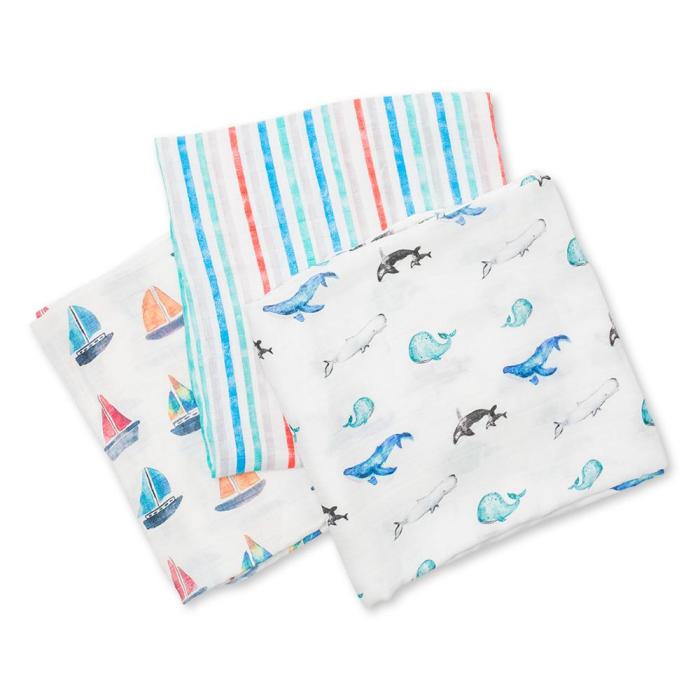 Lulujo 3 Μουσελίνες Bamboo – Out At Sea Swaddling Blankets
