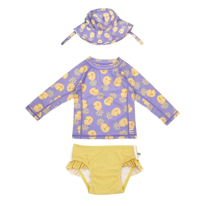 Σετ UV Μαγιώ Bucket Καπέλο Μπλούζα Pineapple - 12-24m