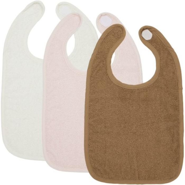 Meyco – Σετ 3 Βαμβακερές Σαλιάρες Offwhite/Soft Pink/Toffee