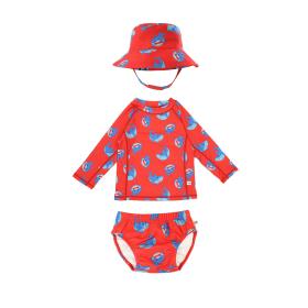 Σετ UV Μαγιώ Πάνα Bucket Καπέλο Μπλούζα Sherman the Shark - 6-12m