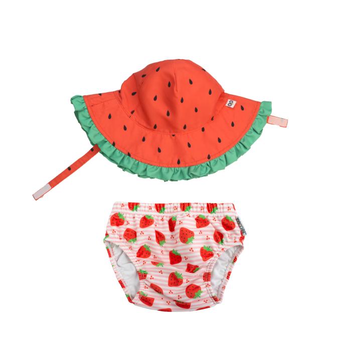Σετ Μαγιό και Καπέλο UPF50 Strawberry Delight - 3-6 μηνών