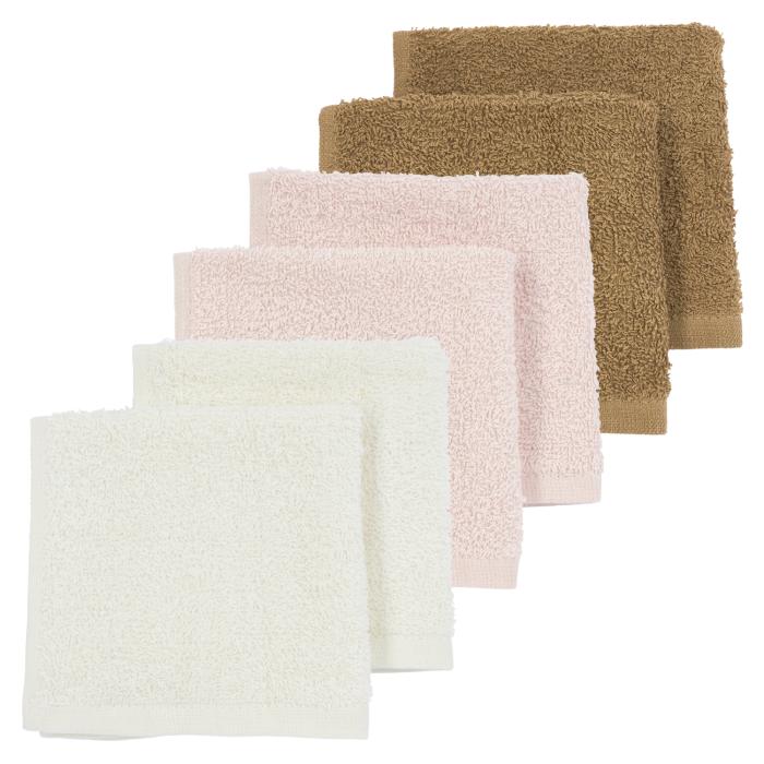 Meyco Πετσετάκια Λαβέτες Πακέτο των 6 (30x30cm) - Offwhite/Soft pink/Toffee