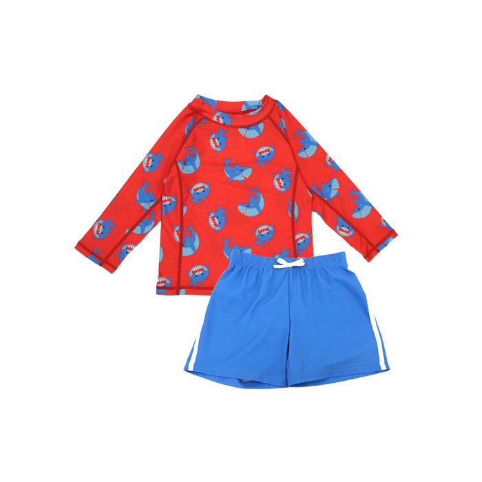 Zoocchini Σετ UV Μαγιώ Σορτς και Μπλούζα Shark - 12-24m
