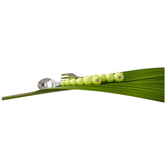 Melii – Πηρούνι και κουτάλι σιλικόνης Caterpillar