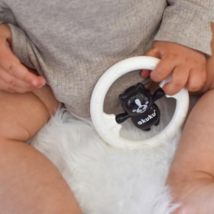 Κουδουνίστρα Αρκουδάκι Black/White Bear