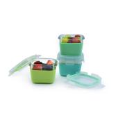 Melii – Glass Containers σε θήκες σιλικόνης (160ml set of 3) – mint,blue,lime