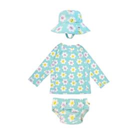 Σετ UV Μαγιώ Πάνα Bucket Καπέλο Μπλούζα Daisy - 6-12m
