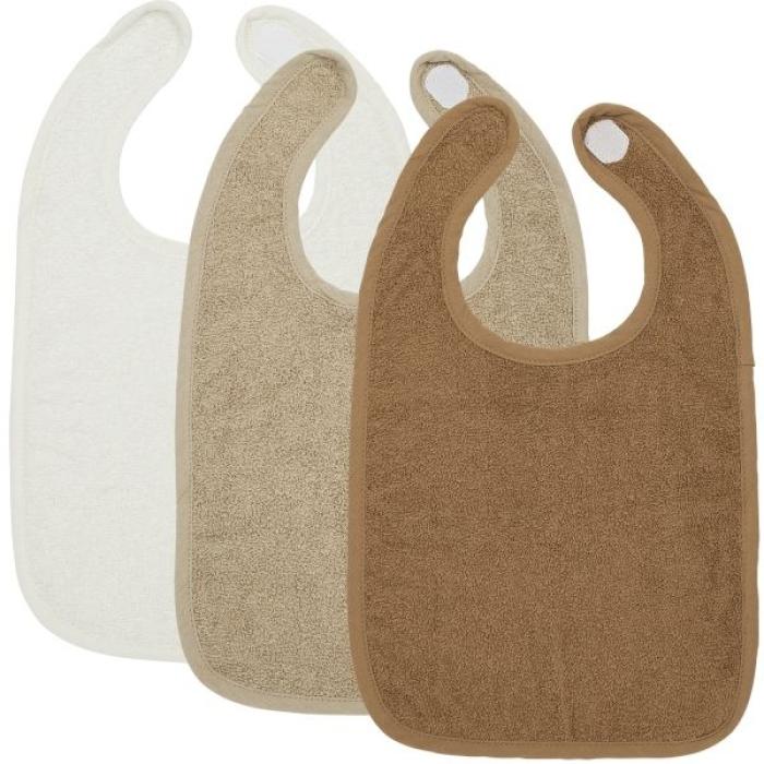 Meyco – Σετ 3 Βαμβακερές Σαλιάρες Offwhite/Sand/Toffee