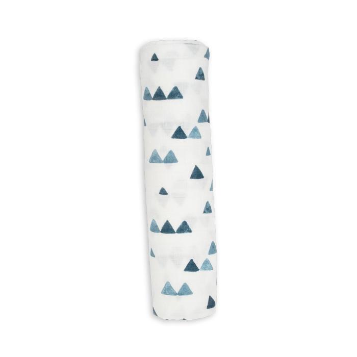 Lulujo Μουσελίνα Bamboo – Navy Triangles Swaddling Blanket