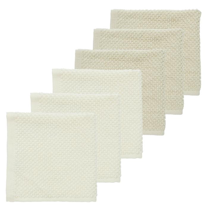 Meyco 6 Λαβέτες Πετσετάκια Popcorn Natural/Soft sand – 30x30cm