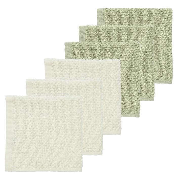 Meyco 6 Λαβέτες Πετσετάκια Popcorn Natural/Soft olive – 30x30cm