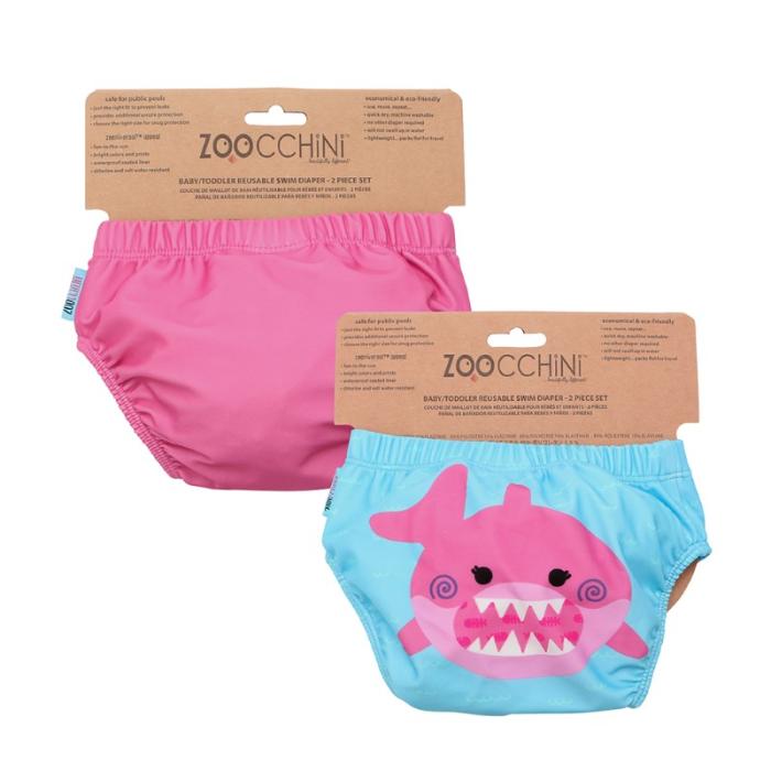 Zoocchini Μαγιώ Πάνα (2pcs Σετ) – Pink Shark - 2-3 ΕΤΩΝ