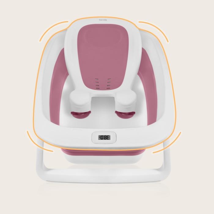 Lionelo BabyBubble πτυσσόμενο μπανάκι μωρού με γλύστρα + θερμόμετρο Bubble Pink Magnolia