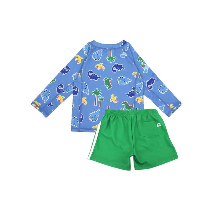 Zoocchini Σετ UV Μαγιώ Σορτς και Μπλούζα Dino - 6-12m