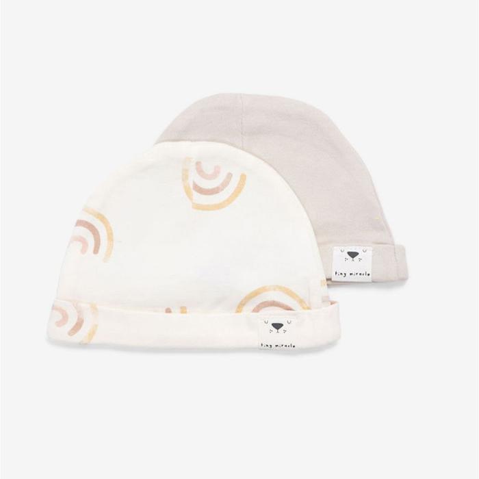 Minene Duo Pack Newborn Hats Rainbow/Cream (0-3)