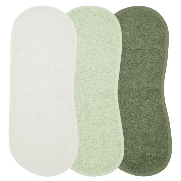 Meyco – Σετ 3 Βαμβακερές Λαβέτες (53×20) - Offwhite/Soft green/Forest green