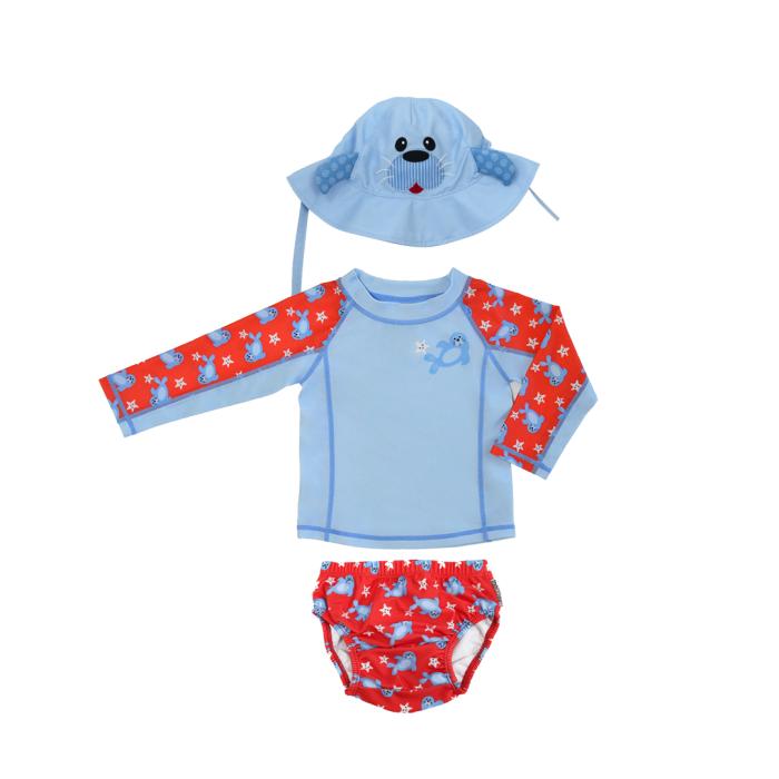 Σετ UV Μαγιώ Πάνα Καπέλο Μπλούζα Sunny the Seal - 6-12m