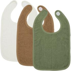 Meyco – Σετ 3 Βαμβακερές Σαλιάρες Offwhite/Toffee/Forest green