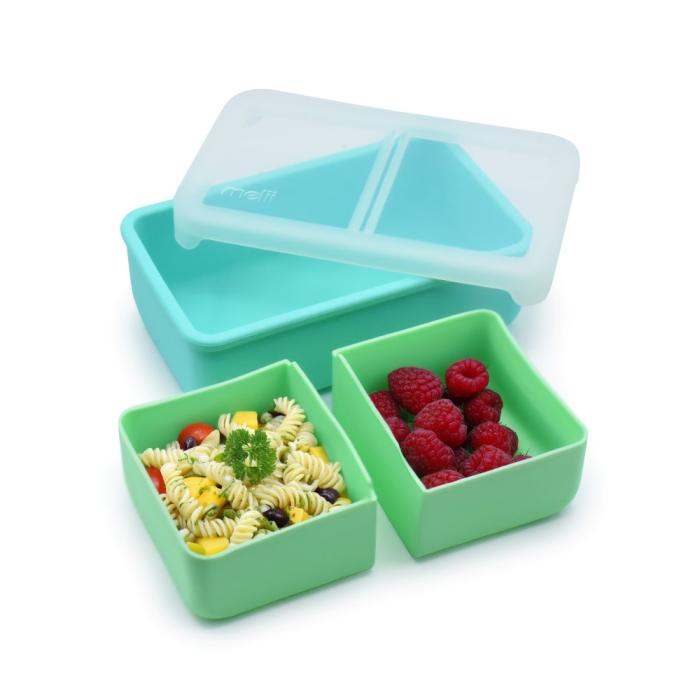 Melii – Bento Σιλικόνης 2 Θέσεων 700ml Blue/Mint