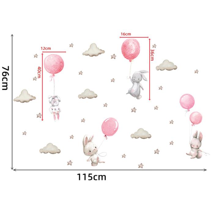 Sipo Wall sticker Bunny Balloons Pink