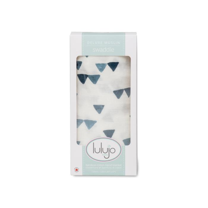 Lulujo Μουσελίνα Bamboo – Navy Triangles Swaddling Blanket