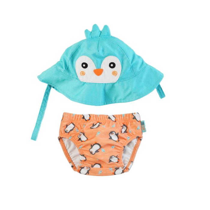 Σετ Μαγιό και Καπέλο UPF50 Parker the Penguin - 6-12m
