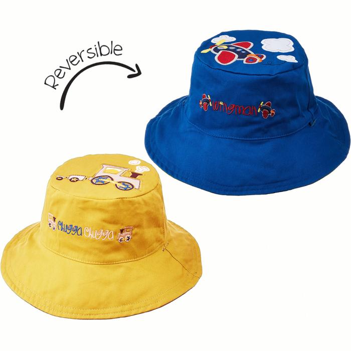 Καπέλο Διπλής Όψης UPF 50 – Τρενάκι (Cotton) - LARGE 4-6 yrs