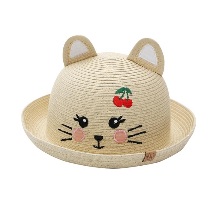FlapJackKids Ψάθινο Καπέλο UPF 50 -Cat - MEDIUM 2-4 yrs