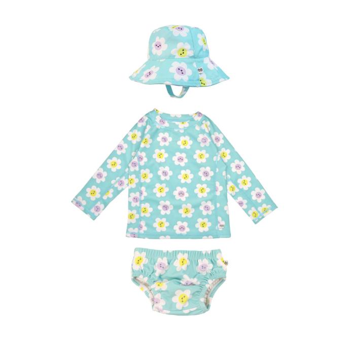 Σετ UV Μαγιώ Πάνα Bucket Καπέλο Μπλούζα Daisy - 12-24m