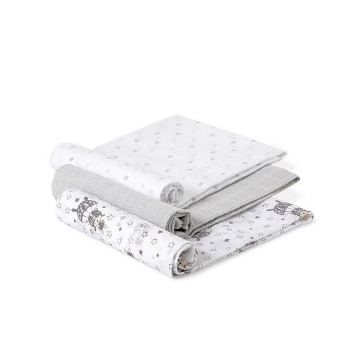 Interbaby Πάνες Αγκαλιάς (80&#215;80) Σετ 3 Τεμ Paracaidista Grey