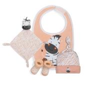 Interbaby Σετ Δώρου Ζέβρα 4 τμχ (0-6 μηνών) White-Pink
