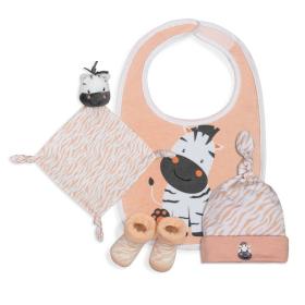 Interbaby Σετ Δώρου Ζέβρα 4 τμχ (0-6 μηνών) White-Pink