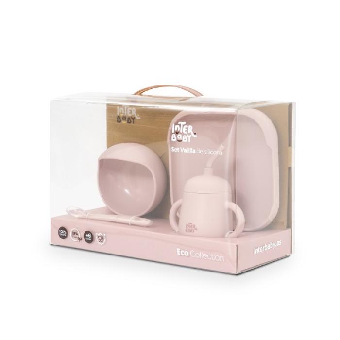 Interbaby Παιδικό Σετ Φαγητού Σιλικόνης Pink