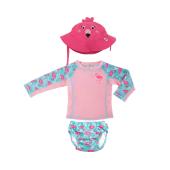Σετ UV Μαγιώ Πάνα Καπέλο Μπλούζα Franny the Flamingo - 6-12m