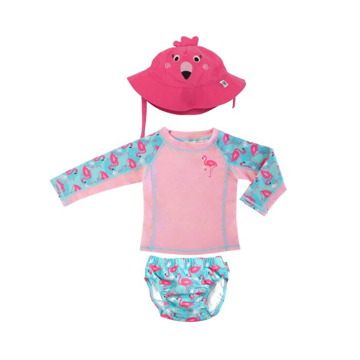 Σετ UV Μαγιώ Πάνα Καπέλο Μπλούζα Franny the Flamingo - 6-12m