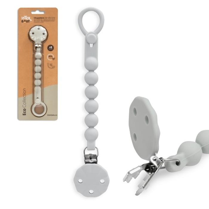 Interbaby Αλυσίδα Στήριξης Πιπίλας Σιλικόνης Petrol Gray