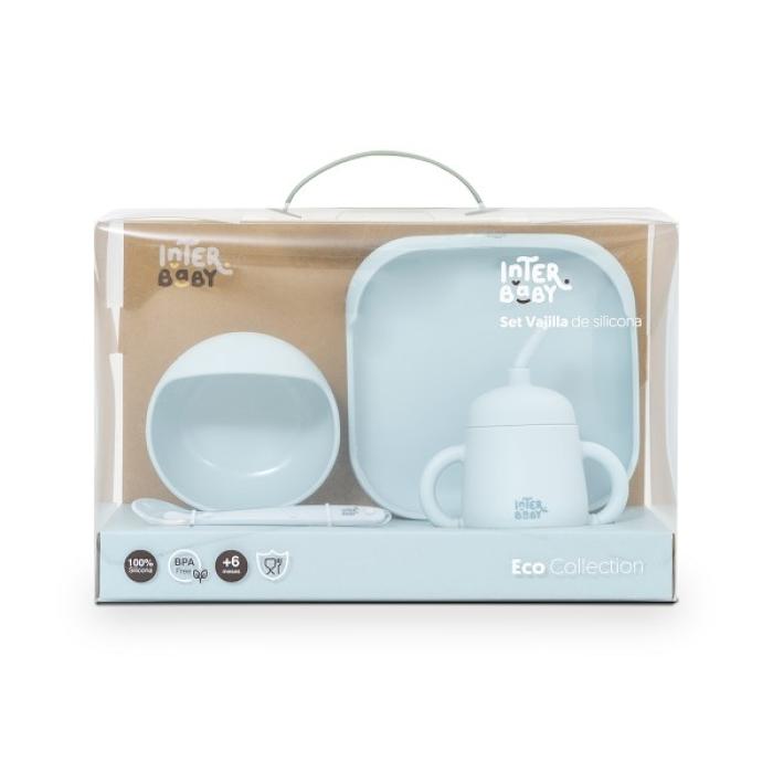 Interbaby Παιδικό Σετ Φαγητού Σιλικόνης Blue